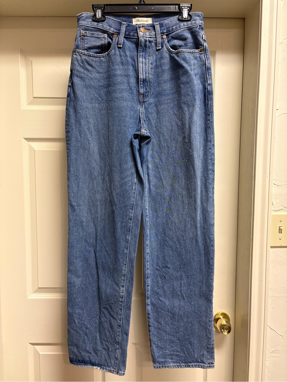 Madewell Womens Baggy Straight Blue Jeans